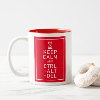 Houd Calm & CTRL + ALT + DEL Funny Programmer Cade Tweekleurige Koffiemok