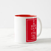 Houd Calm & CTRL + ALT + DEL Funny Programmer Cade Tweekleurige Koffiemok (Voorkant rechts)