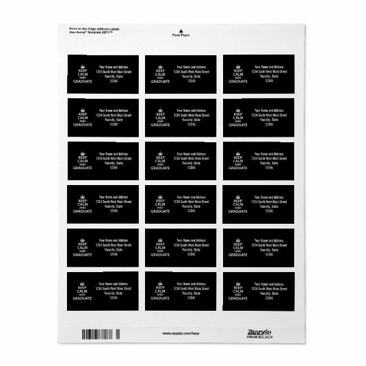 Houd Calm en Afstuderen Funny Afstuderen Etiket (Full Sheet)