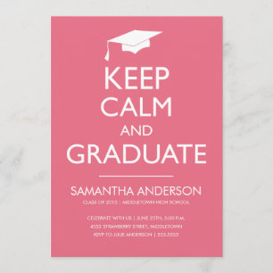 Houd Calm en Afstuderen Uitnodiging - Roze