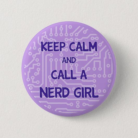 Houd Calm en bel een Nerd Girl Button (Voorkant)