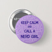 Houd Calm en bel een Nerd Girl Button (Voorkant /achterkant)