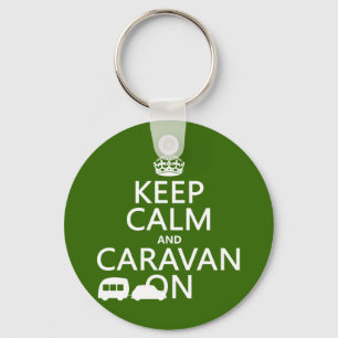 Houd Calm en Caravan aan (aanpasbare kleuren) Sleutelhanger
