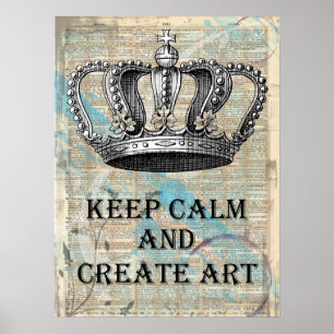 Houd Calm en Creëer Art  Grafisch Abstract Poster