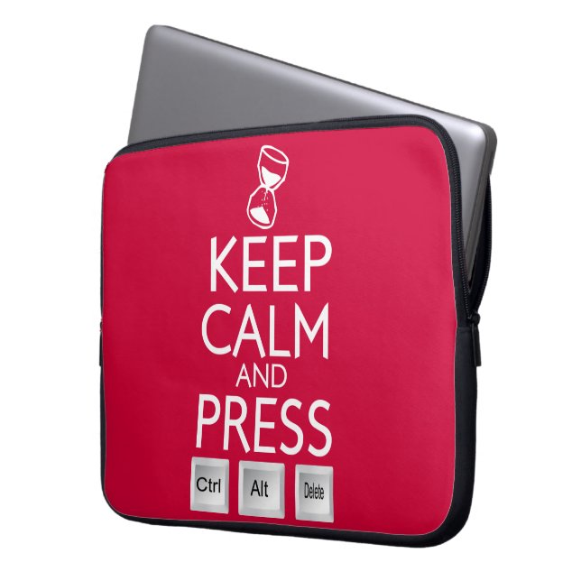 Houd Calm en druk controle Alt en schrap grappig Laptop Sleeve (Voorkant Links)