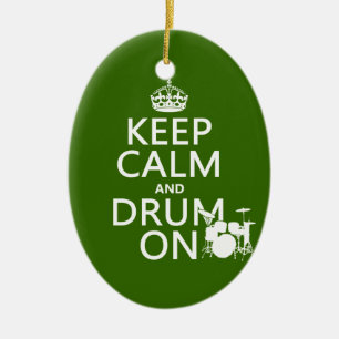 Houd Calm en Drum aan (om het even welke achtergro Keramisch Ornament