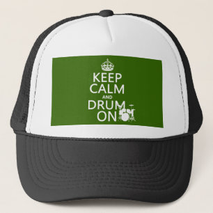 Houd Calm en Drum aan (om het even welke achtergro Trucker Pet