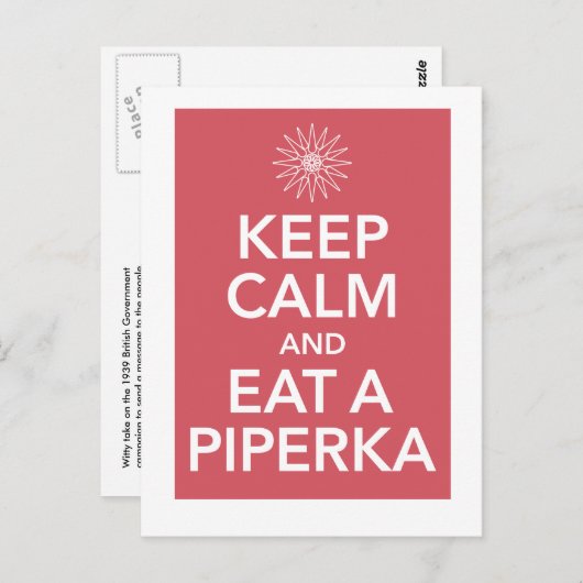 HOUD CALM EN EAT EEN PIPERKA BRIEFKAART (Voorkant / Achterkant)