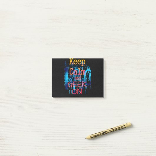 Houd Calm en geek op Binaire Code Post-it® Notes (Op bureau)