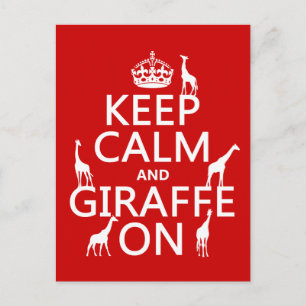 Houd Calm en Giraffe aan (pas kleuren aan) Briefkaart