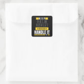 HOUD CALM en laat Becca het behandelen | Funny Gif Vierkante Sticker (Tas)