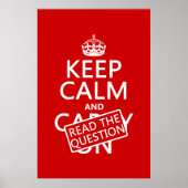 Houd Calm en lees de Vraag (alle kleuren) Poster (Voorkant)