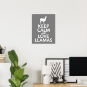 Houd Calm en Love Llamas afdrukken of poster (Thuiskantoor)