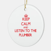 Houd Calm en luister aan Plumber Keramisch Ornament (Links)