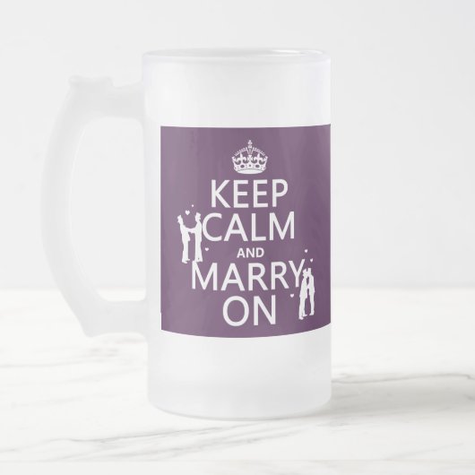 Houd Calm en Marry aan (klantgerichte kleur) Matglas Bierpul (Links)