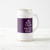 Houd Calm 'en' Proofread (en) (in elke kleur) Bierpul (Voorkant rechts)