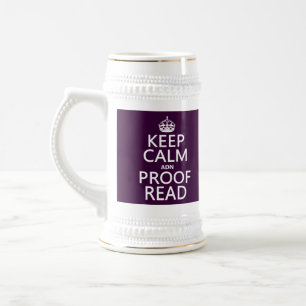 Houd Calm 'en' Proofread (en) (in elke kleur) Bierpul