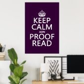 Houd Calm 'en' Proofread (en) (in elke kleur) Poster (Thuiskantoor)