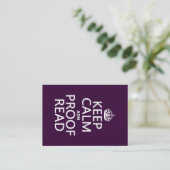 Houd Calm 'en' Proofread (en) (in elke kleur) Visitekaartje (Staand voorkant)