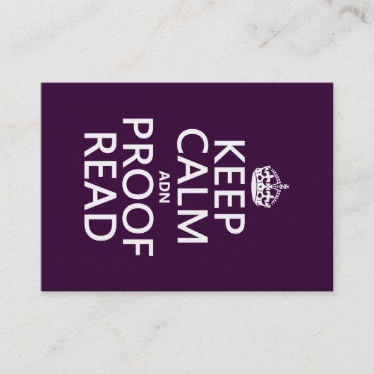 Houd Calm 'en' Proofread (en) (in elke kleur) Visitekaartje (Voorkant)