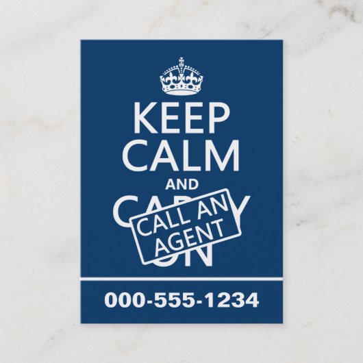 Houd Calm en roep een Agent Visitekaartje (Voorkant)