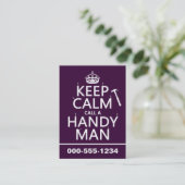 Houd Calm en roep een Handig Man (om het even welk Visitekaartje (Staand voorkant)