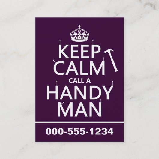 Houd Calm en roep een Handig Man (om het even welk Visitekaartje (Voorkant)