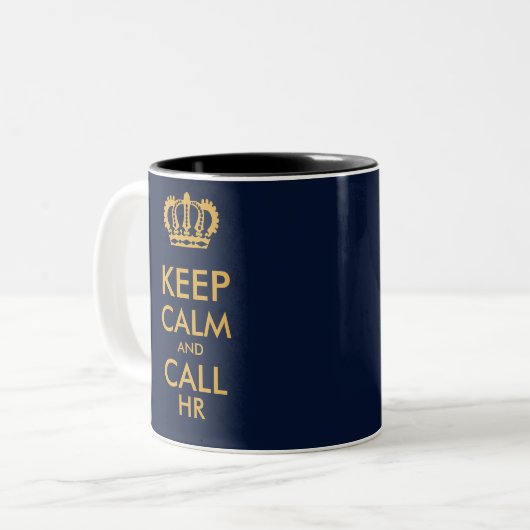 Houd Calm en roep u Funny Human Resources Tweekleurige Koffiemok (Voorkant links)