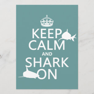 Houd Calm en Shark aan (aanpasbare kleuren) Kaart
