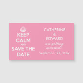 Houd Calm en sparen de Datum Tevreden Roze en Wit (Voorkant)