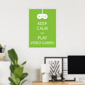 Houd Calm en Speel Videogames Poster (Thuiskantoor)