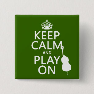 Houd Calm en Spel op (cello) (om het even welke kl Vierkante Button 5,1 Cm
