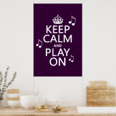 Houd Calm en Spel op - muzieknoten - alle kleuren Poster (Keuken)