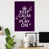 Houd Calm en Spel op - muzieknoten - alle kleuren Poster (Thuiskantoor)