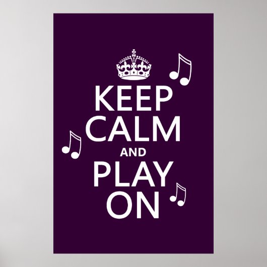 Houd Calm en Spel op - muzieknoten - alle kleuren Poster (Voorkant)