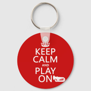 Houd Calm en Spel op (tuba) (om het even welke ach Sleutelhanger