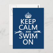 Houd Calm en Swim aan (in om het even welke kleur) Briefkaart (Voorkant / Achterkant)