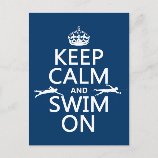 Houd Calm en Swim aan (in om het even welke kleur) Briefkaart (Voorkant)