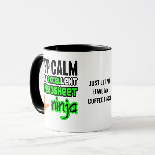 Houd Calm EXCELlent SPREADSHEET NINJA Mok (Voorkant links)