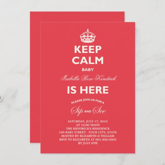 Houd Calm Funny Sip & zie de aankondiging van de g (Voorkant / Achterkant)