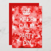 Houd Calm Glitz dunne rode feestelijke uitnodiging (Voorkant / Achterkant)