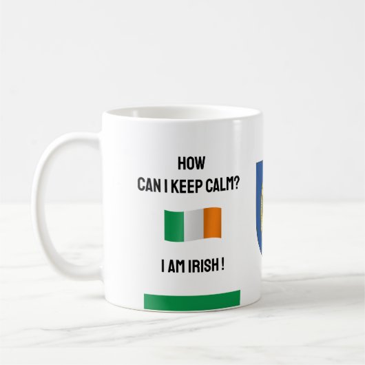 Houd Calm Ireland & Funny Text, Ierse vlag Koffiemok (Links)