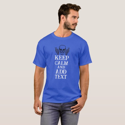 Houd Calm Persoonlijke foto en tekst Blauw T-shirt (Voorkant volledig)