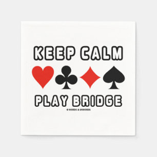 Houd Calm Play Bridge Advice Vier Card Suits Humor Servet