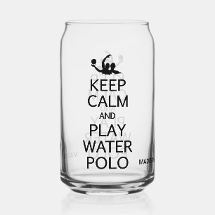 Houd Calm & Play Water Polo aangepaste naam Blikvorm Glas