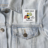 Houd Calm Quilt Whimsy Honing Bijennaam Badge Vierkante Button 5,1 Cm (In situ)