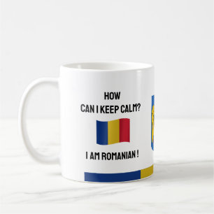 Houd Calm Romania & Funny Text, Roemeense vlag Koffiemok