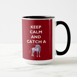 Houd Calm Vangst een Witte Doopvont Unicorn, Retro Mok