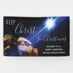 Houd Christus in het moderne kerstfeest Christelij Spandoek