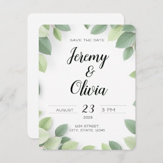 Houd De Datum Trouw Uitnodiging Eenvoudig (Voorkant / Achterkant)